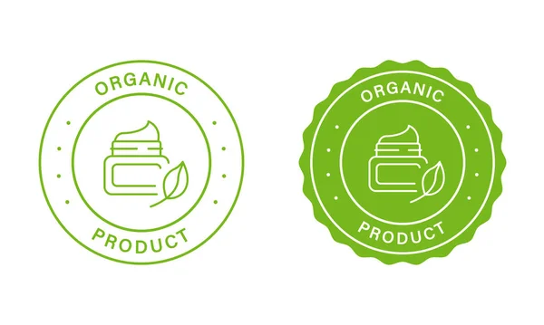 Set Sello Producto Orgánico Natural Producto Ecológico Etiquetas Verdes Etiqueta — Vector de stock