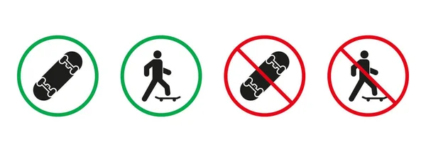 Man Skateboard Red Green Signs Person Skate Board Silhouette Icons — Stock Vector