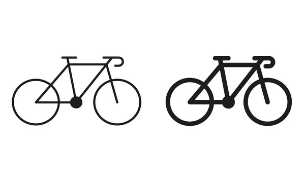 Bicicleta Para Sport Line Silhouette Black Icon Set Pictograma Bicicleta — Vetor de Stock