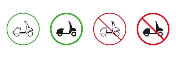 Mopedfahrer Erhalten Rote Und Grüne Verkehrswarnschilder Scooter Erlaubnis Und Nicht — Stockvektor