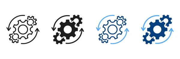 Ροή Εργασίας Cog Wheel Σύμβολο Εικονόγραμμα Κύκλος Gear Γραμμή Προόδου — Διανυσματικό Αρχείο