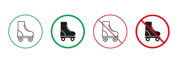 Roller Skate Red Green Signs Calçado Desportivo Permitido Proibido Pictograma — Vetor de Stock