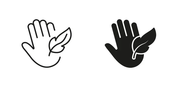 Hypoallergenic Concept Black Icons Set Vorhanden Sensible Hand Skin Silhouette — Stockvektor