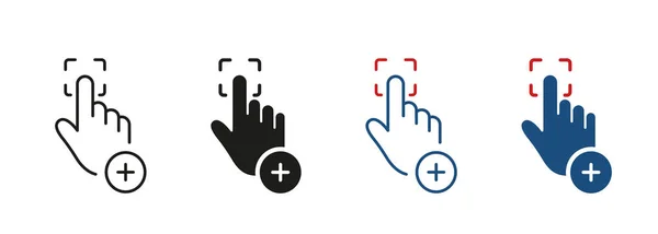 Scan Fingerprint Password Access Line Silhouette Icon Set Smartphone Symbol — 스톡 벡터