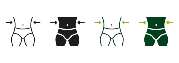 Männliche Körper Schlankheitssymbole Kollektion Mann Gewicht Verlieren Piktogramm Shape Taillenkontrolle — Stockvektor