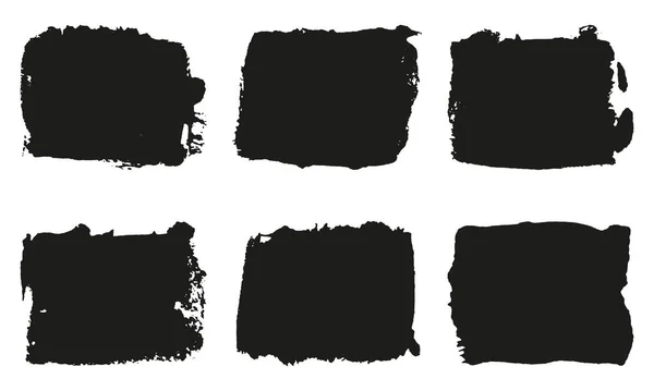 Grunge Borstel Vierkante Vorm Inkt Zwarte Sjabloon Achtergrond Vuile Penseelstreek — Stockvector