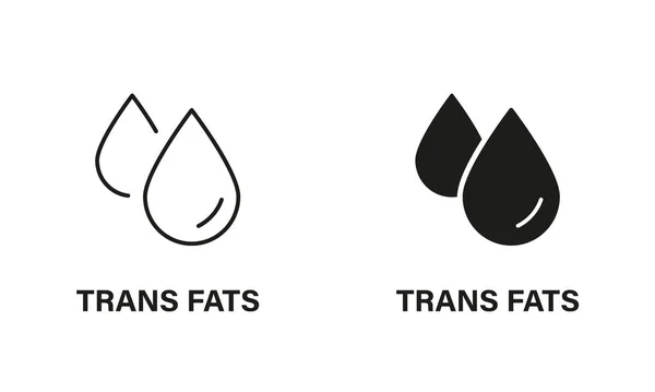 Transfat Product Food Símbolo Aceite Conjunto Iconos Trans Fat Silhouette — Vector de stock