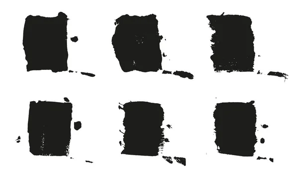Zwarte Grunge Template Achtergrond Inkt Borstelen Vierkante Vorm Vuile Penseelstreek — Stockvector