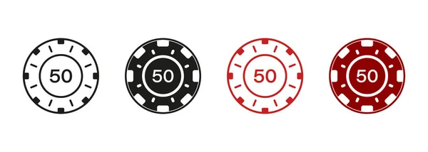 Circle Chip Pro Vegas Roulette Club Casino Vsaďte Token Pictogram — Stockový vektor