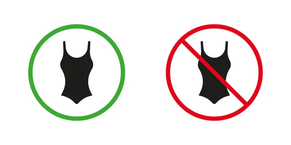 Mädchen Sommer Badebekleidung Warnung Solide Zeichen Schwimmbekleidung Silhouette Icons Set — Stockvektor