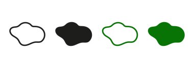 Basit Düzensiz Siyah ve Renkli Şekil. Çakıl taşı, taş, damla tahsilatı. Organik Soyut Blob Şekli. Rastgele Blotch Line ve Siluet Set. Asgari sıvı. İzole Vektör İllüstrasyonu.