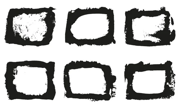 Grunge Frame Met Abstracte Rand Vierkante Vorm Zwarte Inkt Penseelstreek — Stockvector