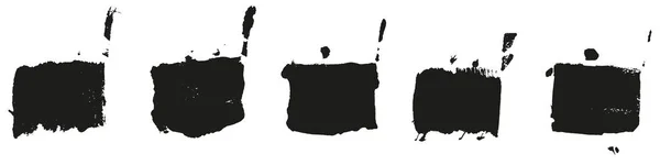 Grunge Fırça Kare Şekil Seti Boya Doku Vuruşu Huysuz Siyah — Stok Vektör