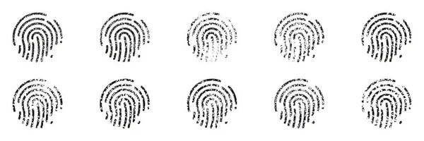 Impressão Digital Impressão Digital Conjunto Ícones Silhueta Pictograma Identificação Biométrica — Vetor de Stock