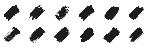 Paintbrush Splash Black Brushstroke Grunge Textura Pincel Pincel Pincel Conjunto —  Vetores de Stock