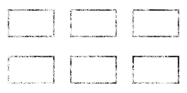粗制的框架设置 喷漆面料系列 Grunge矩形边界 黑色涂鸦边缘形式 污垢边缘与水花效果 空白复古框 摘要设计 孤立的病媒图解 — 图库矢量图片