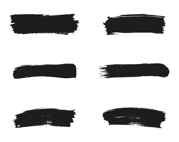Brush Stroke Black Paint Grunge Ink Line Set Verfborstel Dirty — Stockvector