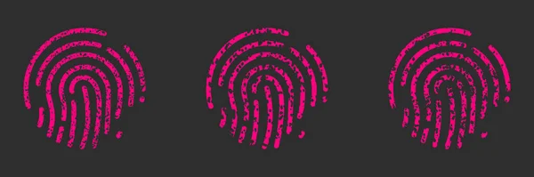 Set Icone Silhouette Con Impronte Digitali Pittogramma Identificazione Biometrica Unico — Vettoriale Stock