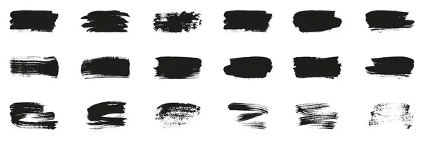 Festőecset Fröccsenés Ecsetvonás Grunge Textúra Készlet Brush Stroke Fekete Festék — Stock Vector