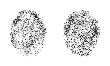 Gürültü, Retro Grainy Doku Yuvarlak Seti. Grunge spreyi. Çember Leke Efekti. Yuvarlak Sıçrama. Siyah Dairesel Nokta İş Arkaplanı. Soyut Vintage Grain. İzole Vektör İllüstrasyonu.