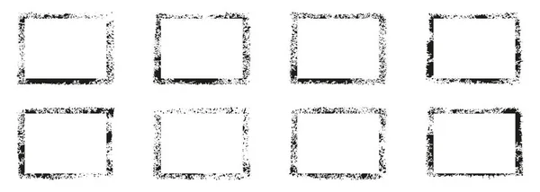 Frame Ruwe Textuur Set Grunge Black Border Collectie Rechthoekige Verfspuit — Stockvector