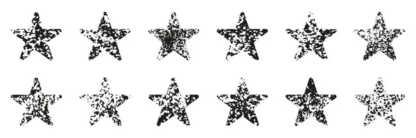 Grunge Textur Star Shape Set Vintage Abstract Design Element Schmutzige — Stockvektor
