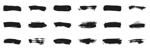 Espalhe Conjunto Forma Retangular Paintbrush Splash Brushstroke Black Grunge Textura —  Vetores de Stock