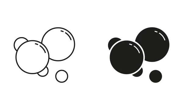 Temiz Köpük Hattı Siluet Siyah Simge Seti Altı Topu Bubble — Stok Vektör