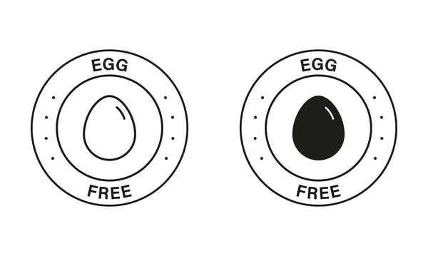 Egg Free Black Stamp Set Chicken Eggs Icons Egg Organic — Stock Vector