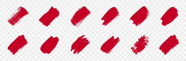 Conjunto Pinceladas Vermelhas Textura Grunge Pincel Tinta Mancha Aquarela Respingo — Vetor de Stock