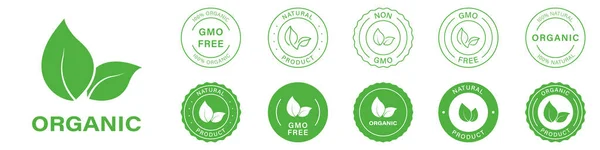 Gmo Free Label Gmo Σετ Σημάτων Σημάτων Βιολογικά Υγιεινά Vegan — Διανυσματικό Αρχείο