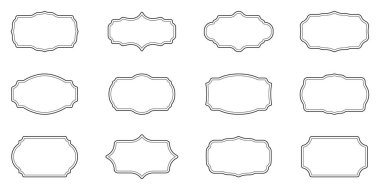 Retro Çerçeve Çizgisi Siyah Simge Ayarlandı. Zarif Etiket. Klasik Sınır Piktogramı. Beyaz Arkaplanda Süs Sembolü Koleksiyonu. Klasik stil sertifika dekorasyonu. İzole Vektör İllüstrasyonu.