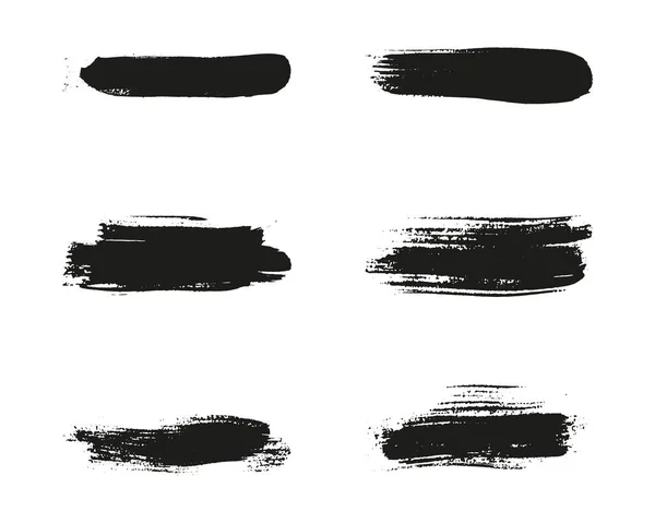 Fırça darbesi boya seti, fırça fırçası şeritleri. Siyah Grunge Çizik Çizgisi Mürekkebi. Soyut Tasarım, Tuhaf Doku Arkaplanı. Fırça darbesi Suluboya Sıçrama Koleksiyonu. İzole Vektör İllüstrasyonu.