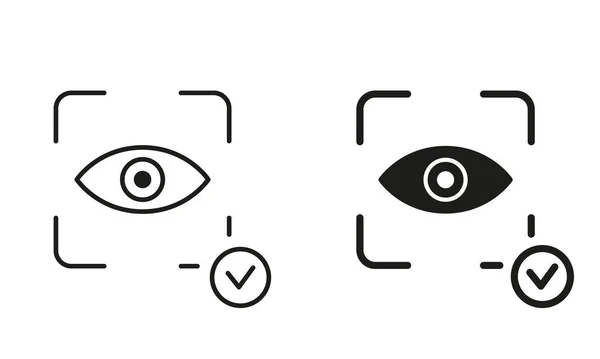 Iris Recognition Biometric Identification Sign Scanner Retina Eye Scan Line — Vetor de Stock