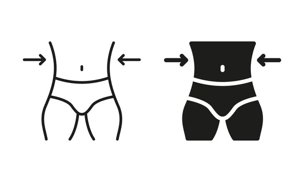 Bel Hizası Kontrolü Erkek Vücut Zayıflaması Sembol Koleksiyonu Kilo Veren — Stok Vektör