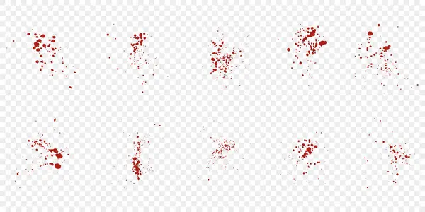 Blood Spatter Set Red Drip Splatter Coleção Grunge Splash Padrão — Vetor de Stock