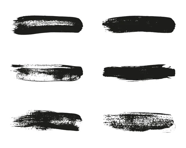 Fırça darbesi siyah boya, fırça darbesi suluboya sıçrama seti. Grunge Ink Scratch çizgi şeklinde. Kirli Boya Fırçası Çizgileri. İğrenç Doku Geçmişi. Soyut Tasarım. İzole Vektör İllüstrasyonu.