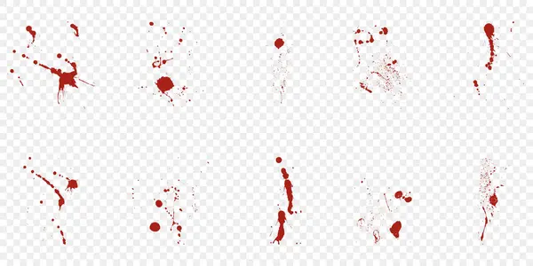 Kan Dökücü Sıçrama Seti. Mürekkep lekesi dokusu. Kızıl Grunge Splash. Şeffaf Arkaplanda Soyut Dağınık Sıçrama Deseni. Kan lekesi sıçraması, suç izi koleksiyonu. İzole Vektör İllüstrasyonu.