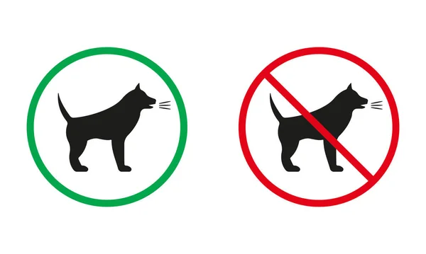 Dog Bark Warning Sign Angry Pet Silhouette Icons Set Puppy — Stock Vector