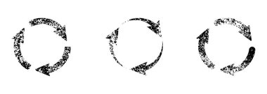 Fırça darbesi çember okları ayarlandı. Çevre dostu ve Geri Dönüşüm Simgeleri. Yuvarlak Grunge Ok İşareti. Organik Ürün Pictogram. Yuvarlak Fırça Sembol Koleksiyonunu Yenile, Tekrarla. İzole Vektör İllüstrasyonu.