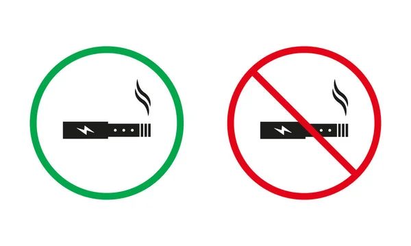 Pittogramma Delle Zone Fumo Ammesse Vietate Zona Fumatori Segni Rossi Illustrazione Stock