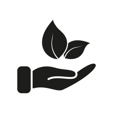 Yaprak Silueti Simgesi, Bitki Temelli Beslenme ve Doğal Beslenme. Sağlıklı beslenme ve vegan gıdası. İzole Vektör İllüstrasyonu.