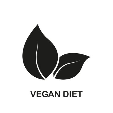 Vegan Diyet Silüeti Simgesi, Bitki Bazlı Sürdürülebilir Yaşam Tarzı ve Sağlık ve Sağlık İçin Beslenme Seçenekleri. İzole Vektör İllüstrasyonu.