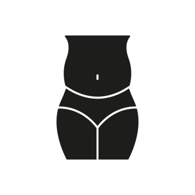 Kilolu Kadın Vücut Silueti Simgesi. Ağırlık Yönetimini Vurgulayan Kadın Figürü. Sağlık ve Sağlık için Fiziksel Görünüm. İzole Vektör İllüstrasyonu.