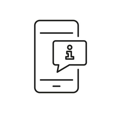 Müşteri Yardım ve Yardım için Mobil Bilgi ve Destek Hattı Simgesi. Çevrimiçi Destek ve İletişim Ana Hattı Sembolü için Bilgi Mesajı. Düzenlenebilir Vuruş. İzole Vektör İllüstrasyonu.