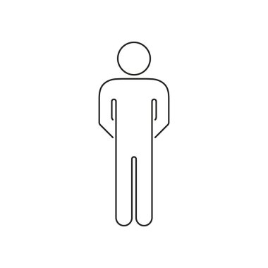 Basit İnsan Poz Çizgisi Simgesi. Ayakta Kişi Taslak İşareti. Minimalist Adam Figürü Pictogram. Düzenlenebilir Vuruş. İzole Vektör İllüstrasyonu.