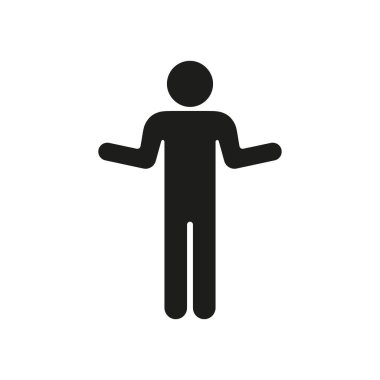 Siluet Simgesini Omuz Silken Kişi. Karışıklık Jest Sembolü. Şüpheli Poz Simgesi. İzole Vektör İllüstrasyonu.