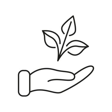 El Tutma Bitkisi Taslak Simgesi, Vegan Bitki Temelli Diyet ve Sağlıklı Besin Konsepti. İzole Vektör İllüstrasyonu.