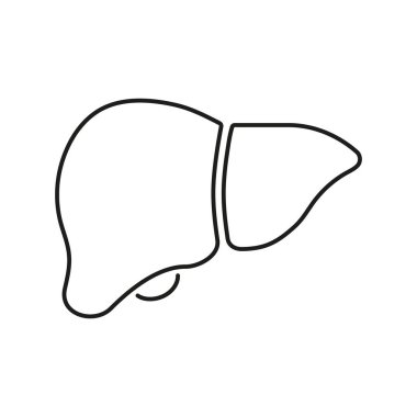 Karaciğer Hattı Simgesi. İnsan İç Organı Anatomisi Taslak Sembolü. Hepatik Sistem İşareti. Düzenlenebilir Vuruş. İzole Vektör İllüstrasyonu.