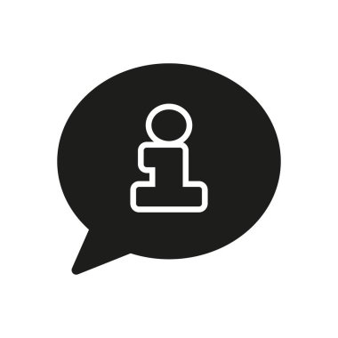 Konuşma Baloncuğu Silüet Simgesi Bilgi İşareti. Müşteri Desteği Sembolü. İletişim ve Yardım Birimi. Online Yardım Konsepti. İzole Vektör İllüstrasyonu.